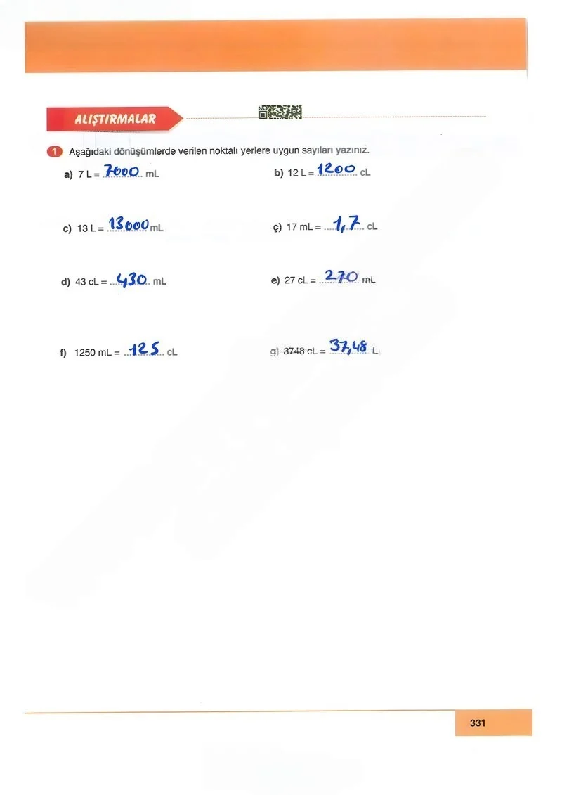 6. Sınıf Matematik Ders Kitabı Cevapları Doğa Yayınları Sayfa 331 Çözüm Görseli