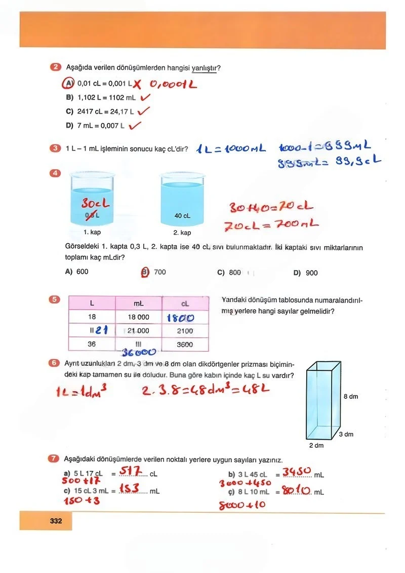 6. Sınıf Matematik Ders Kitabı Cevapları Doğa Yayınları Sayfa 332 Çözüm Görseli