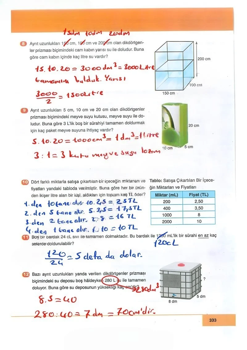 6. Sınıf Matematik Ders Kitabı Cevapları Doğa Yayınları Sayfa 333 Çözüm Görseli