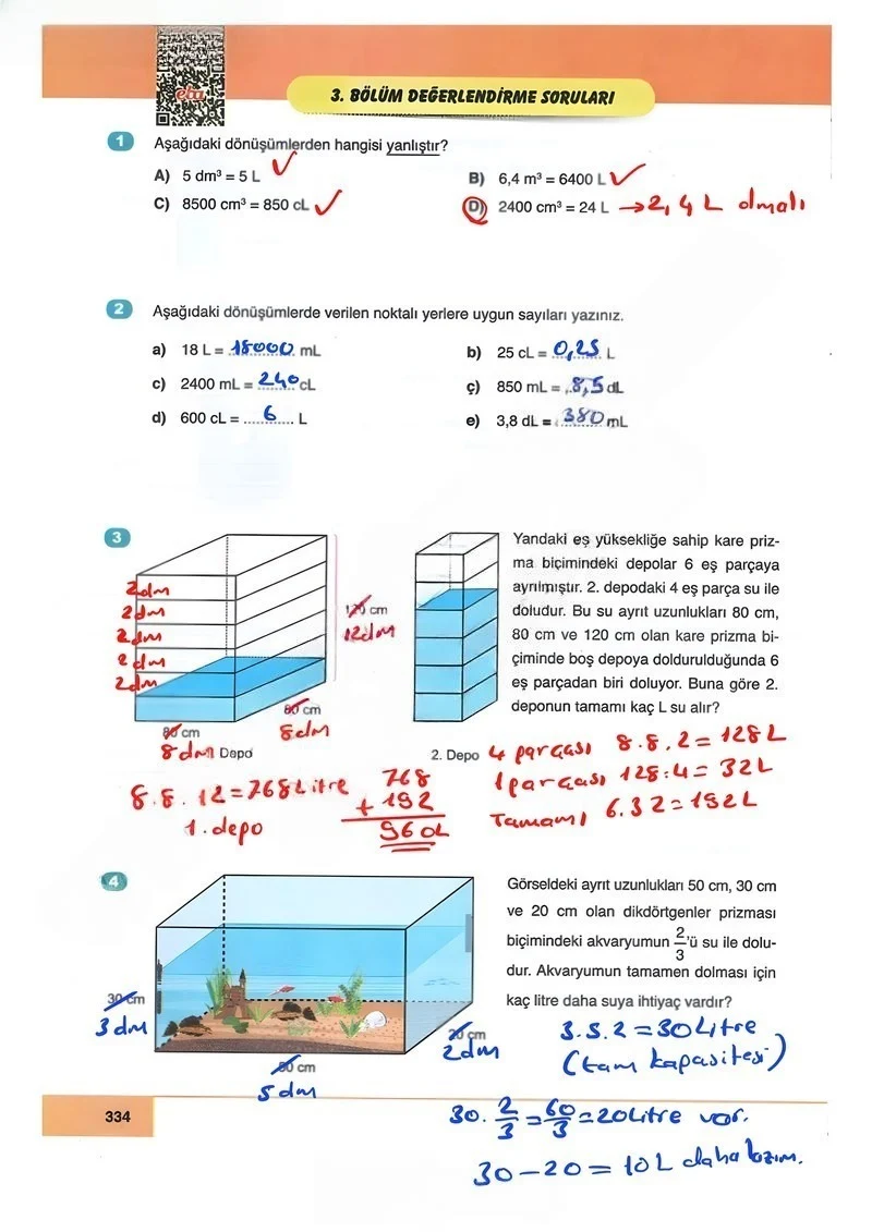 6. Sınıf Matematik Ders Kitabı Cevapları Doğa Yayınları Sayfa 334 Çözüm Görseli