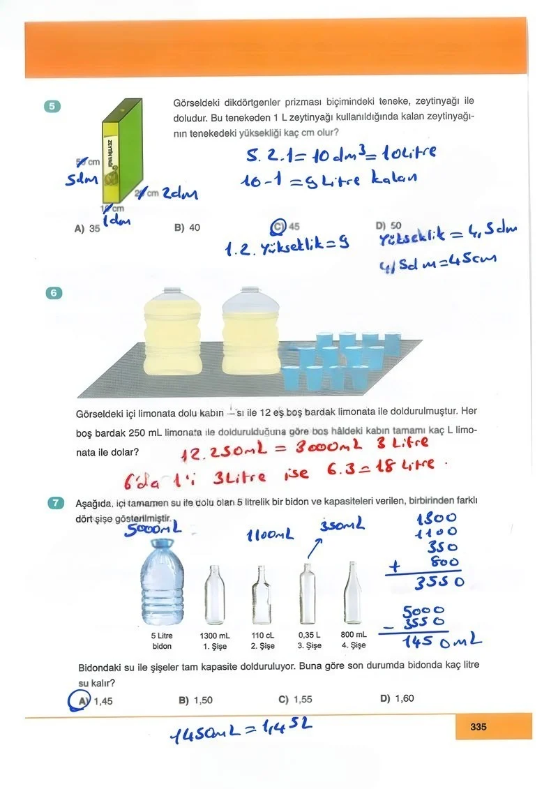 6. Sınıf Matematik Ders Kitabı Cevapları Doğa Yayınları Sayfa 335 Çözüm Görseli