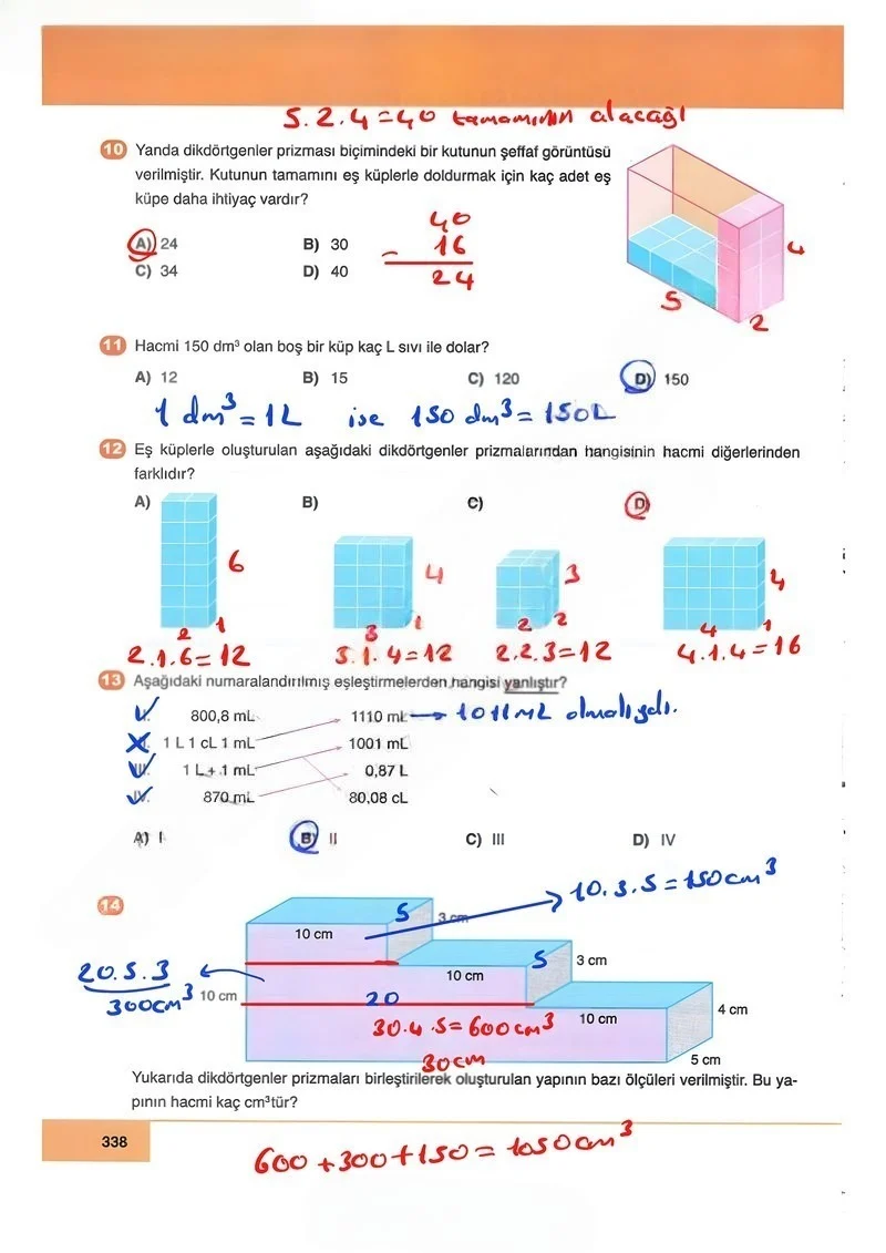 6. Sınıf Matematik Ders Kitabı Cevapları Doğa Yayınları Sayfa 338 Çözüm Görseli
