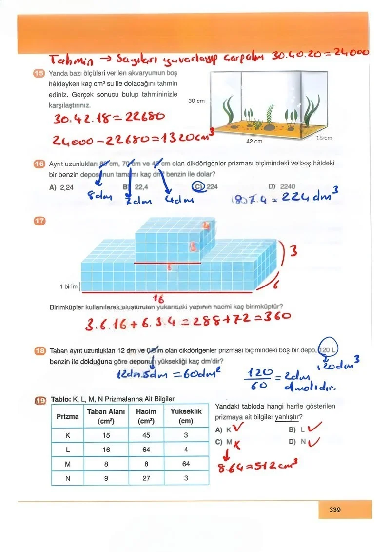 6. Sınıf Matematik Ders Kitabı Cevapları Doğa Yayınları Sayfa 339 Çözüm Görseli