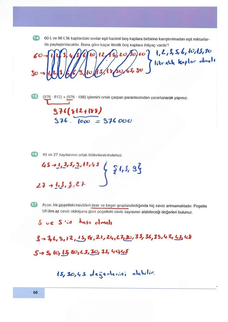 6. Sınıf Matematik Ders Kitabı Cevapları Doğa Yayınları Sayfa 66 Çözüm Görseli