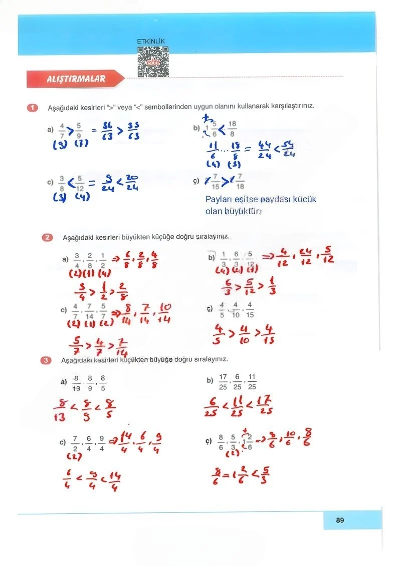 6. Sınıf Matematik Ders Kitabı Cevapları Doğa Yayınları Sayfa 89 Çözüm Görseli