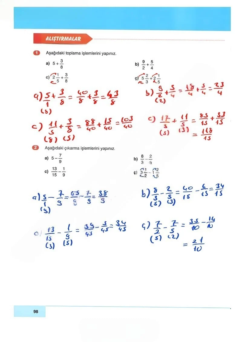 6. Sınıf Matematik Ders Kitabı Cevapları Doğa Yayınları Sayfa 98 Çözüm Görseli