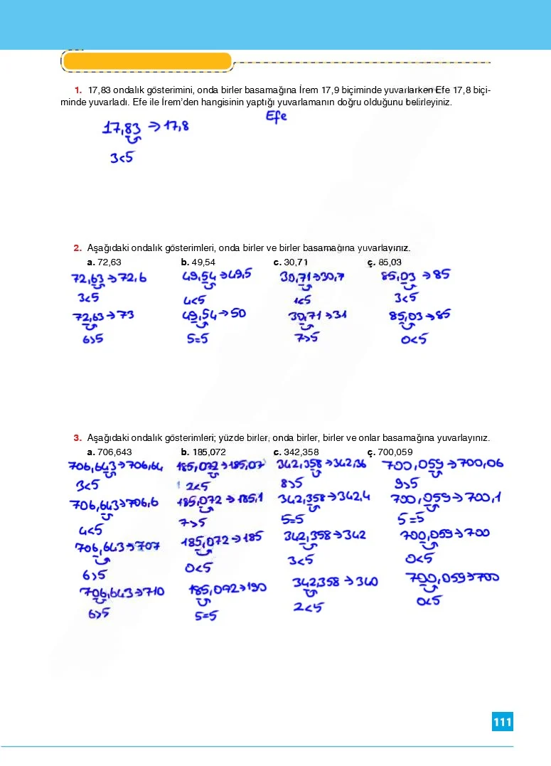 6. Sınıf Matematik Ders Kitabı Cevapları Koza Yayınları Sayfa 111 Çözüm Görseli