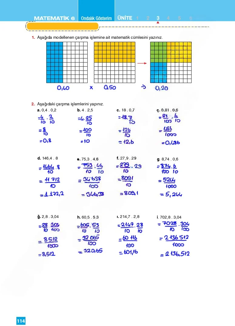 6. Sınıf Matematik Ders Kitabı Cevapları Koza Yayınları Sayfa 114 Çözüm Görseli