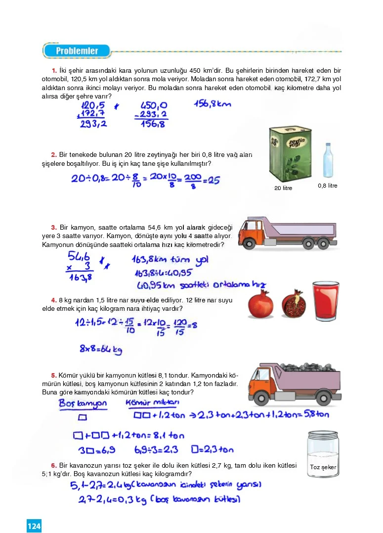 6. Sınıf Matematik Ders Kitabı Cevapları Koza Yayınları Sayfa 124 Çözüm Görseli