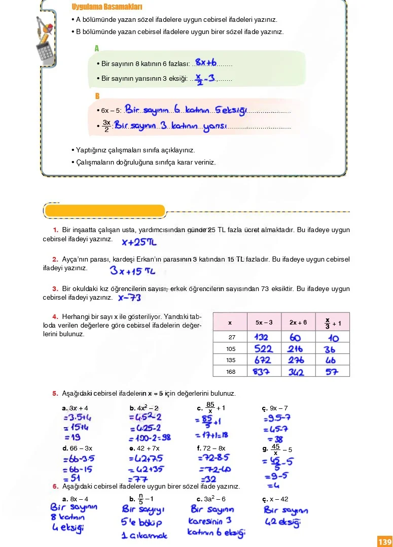 6. Sınıf Matematik Ders Kitabı Cevapları Koza Yayınları Sayfa 139 Çözüm Görseli