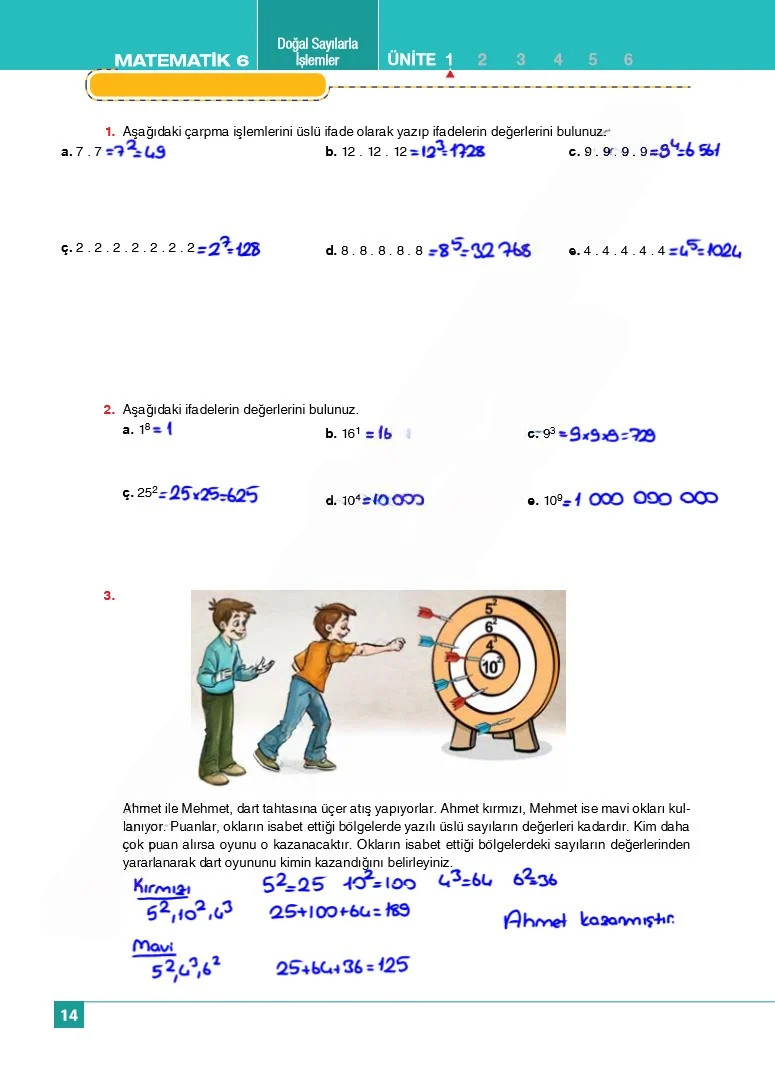 6. Sınıf Matematik Ders Kitabı Cevapları Koza Yayınları Sayfa 14 Çözüm Görseli