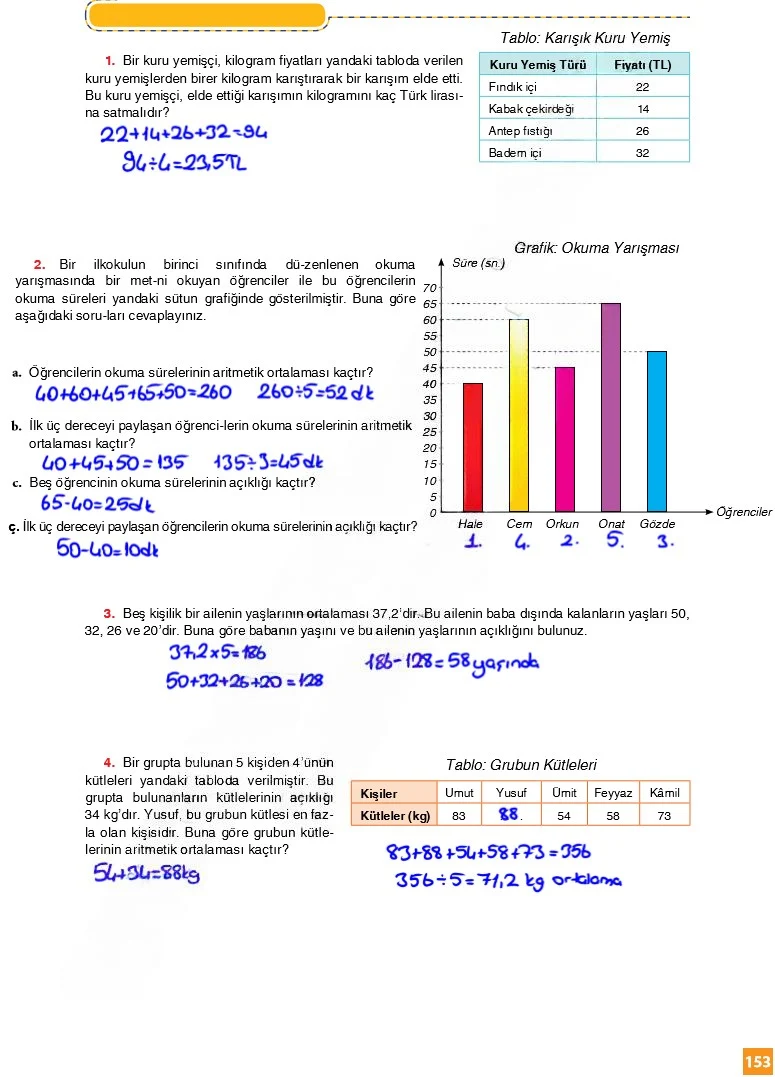6. Sınıf Matematik Ders Kitabı Cevapları Koza Yayınları Sayfa 153 Çözüm Görseli