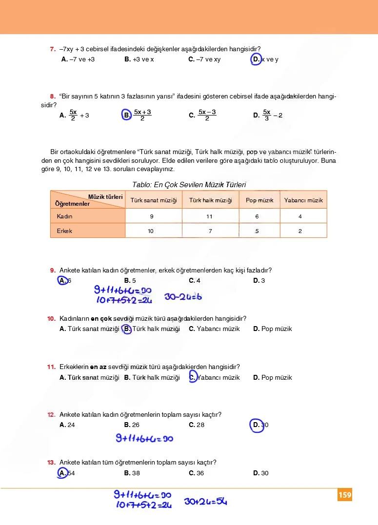 6. Sınıf Matematik Ders Kitabı Cevapları Koza Yayınları Sayfa 159 Çözüm Görseli