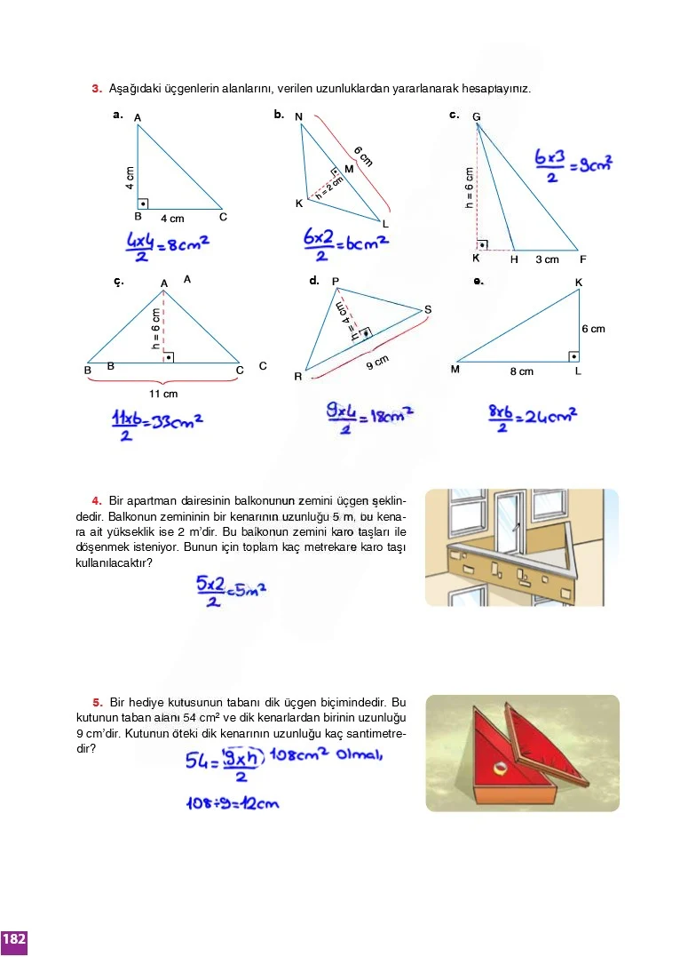 6. Sınıf Matematik Ders Kitabı Cevapları Koza Yayınları Sayfa 182 Çözüm Görseli