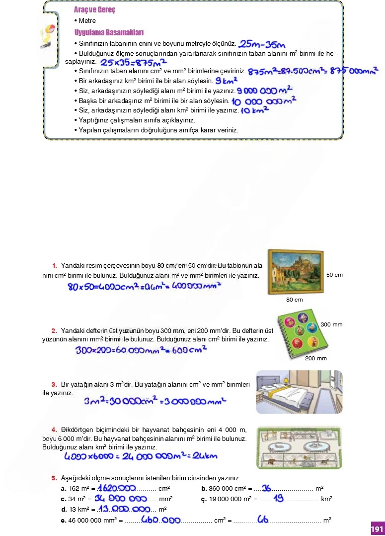 6. Sınıf Matematik Ders Kitabı Cevapları Koza Yayınları Sayfa 191 Çözüm Görseli
