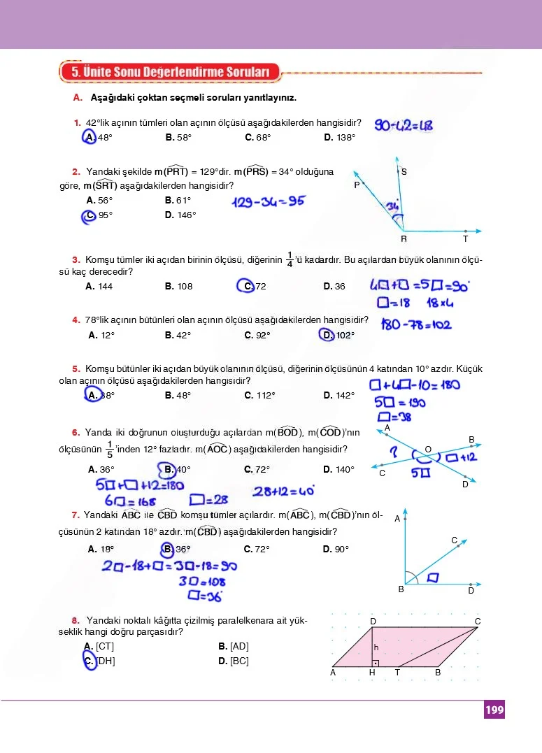 6. Sınıf Matematik Ders Kitabı Cevapları Koza Yayınları Sayfa 199 Çözüm Görseli