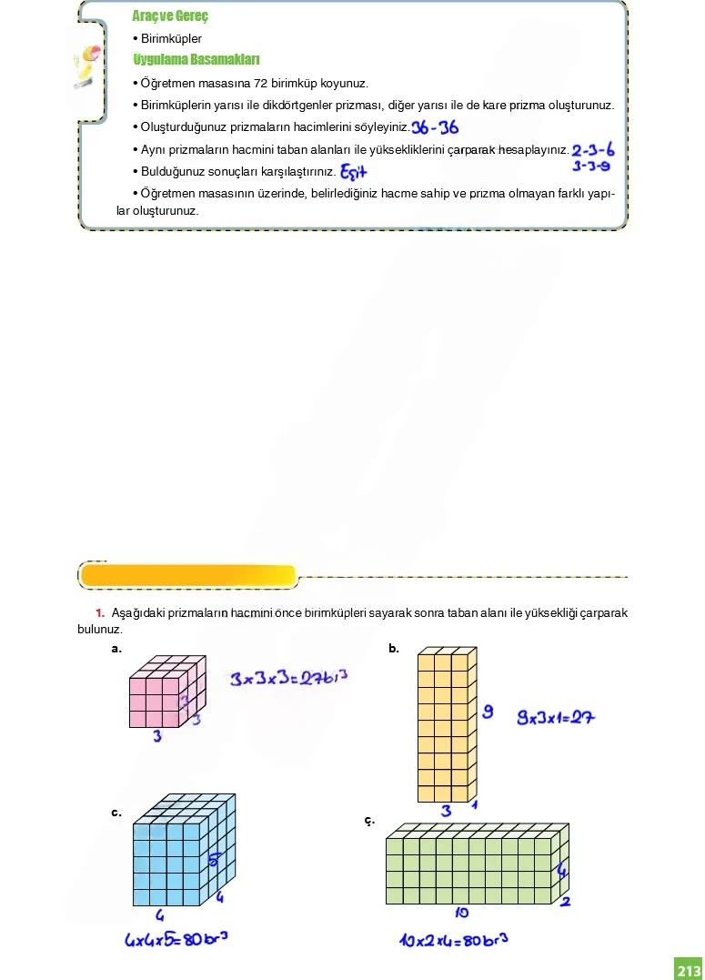 6. Sınıf Matematik Ders Kitabı Cevapları Koza Yayınları Sayfa 213 Çözüm Görseli