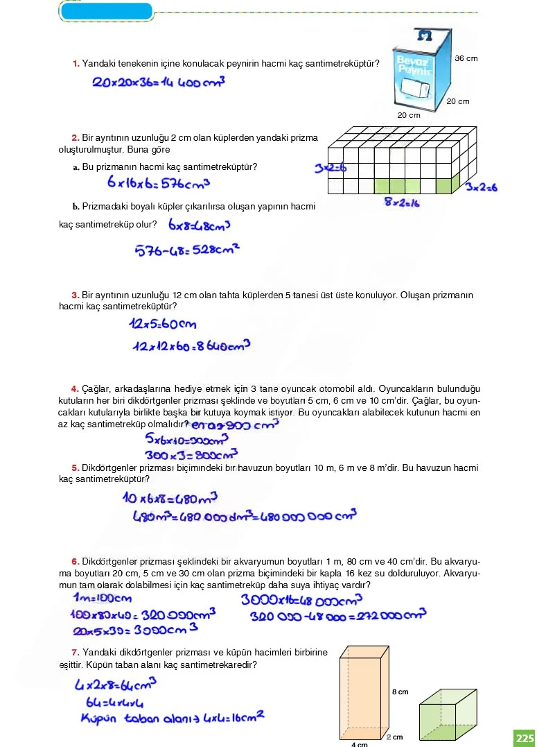 6. Sınıf Matematik Ders Kitabı Cevapları Koza Yayınları Sayfa 225 Çözüm Görseli