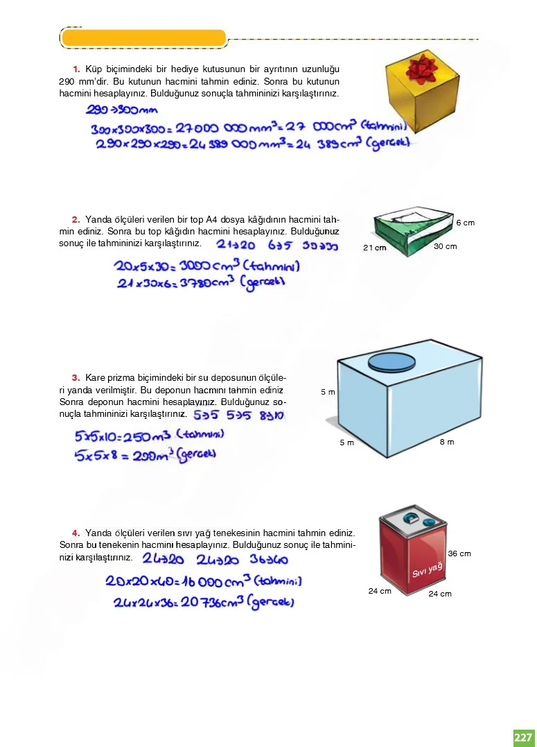 6. Sınıf Matematik Ders Kitabı Cevapları Koza Yayınları Sayfa 227 Çözüm Görseli
