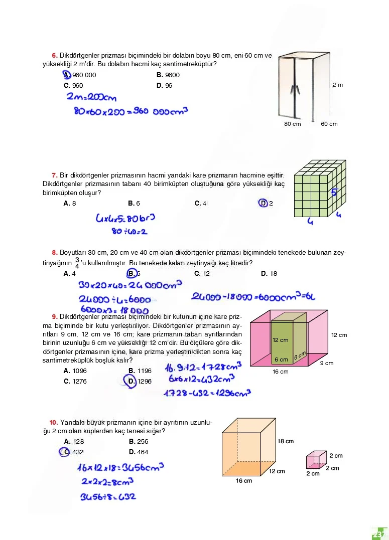 6. Sınıf Matematik Ders Kitabı Cevapları Koza Yayınları Sayfa 237 Çözüm Görseli