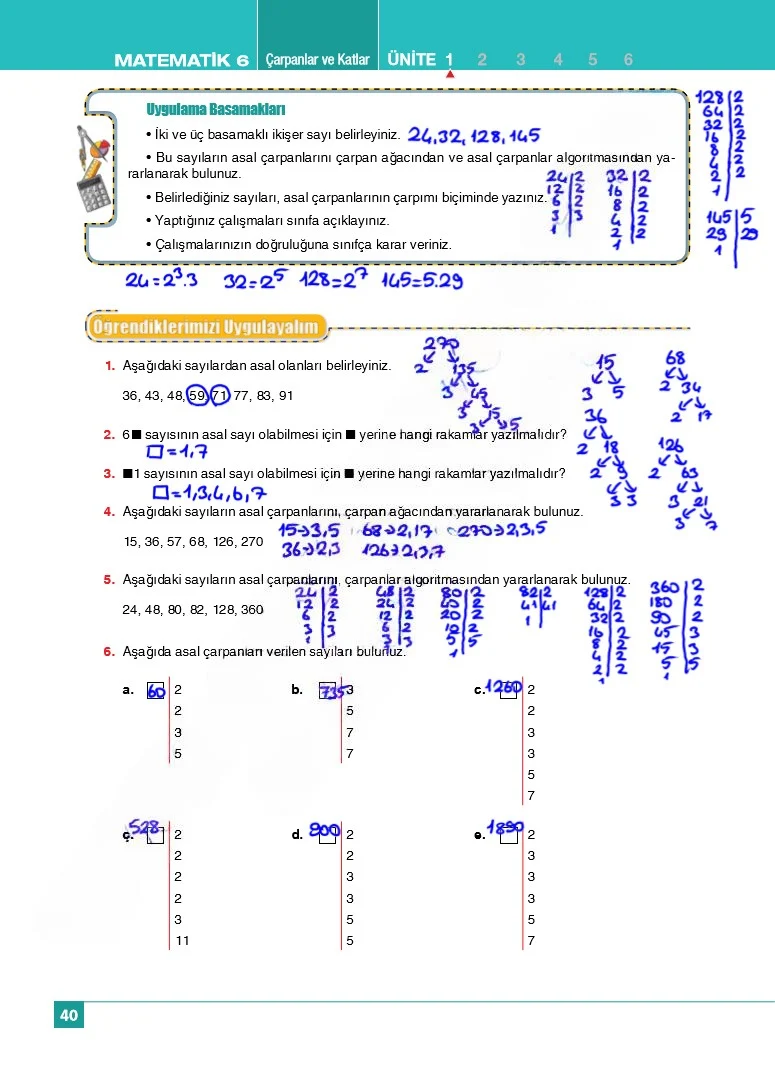 6. Sınıf Matematik Ders Kitabı Cevapları Koza Yayınları Sayfa 40 Çözüm Görseli