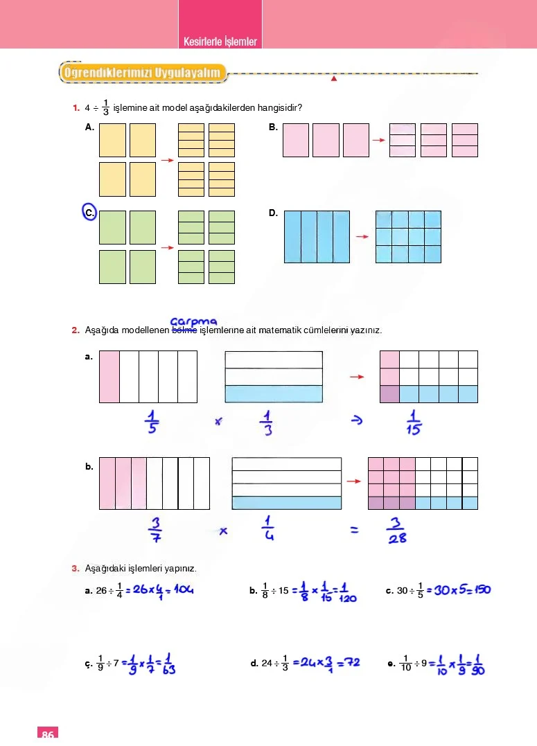 6. Sınıf Matematik Ders Kitabı Cevapları Koza Yayınları Sayfa 86 Çözüm Görseli