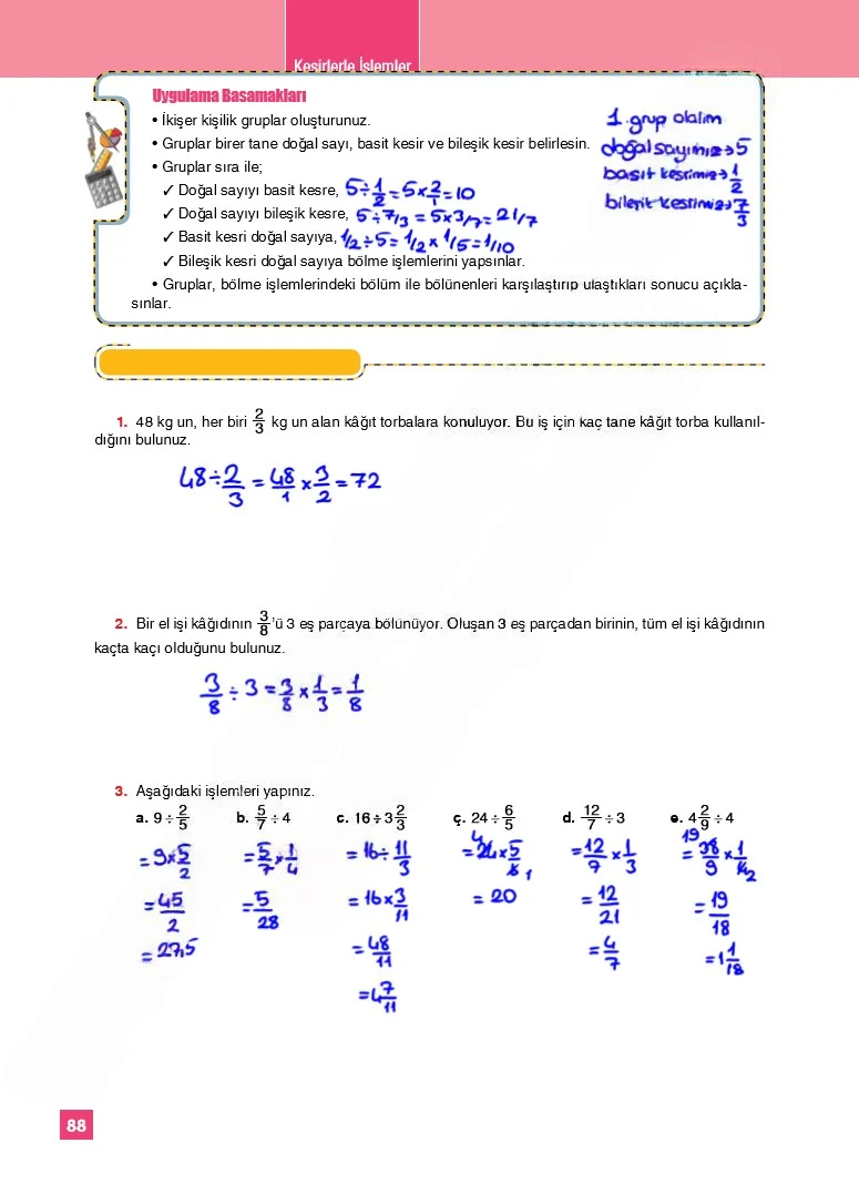 6. Sınıf Matematik Ders Kitabı Cevapları Koza Yayınları Sayfa 88 Çözüm Görseli
