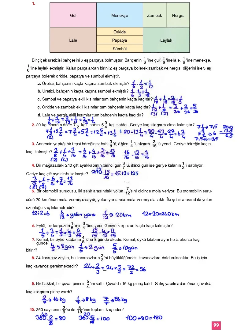 6. Sınıf Matematik Ders Kitabı Cevapları Koza Yayınları Sayfa 99 Çözüm Görseli