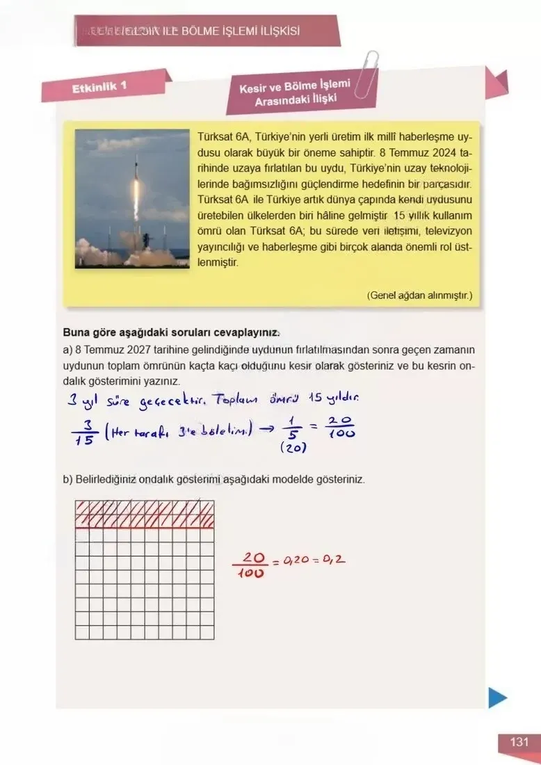6. Sınıf Matematik Ders Kitabı Cevapları Meb Yayınları 1 Sayfa 131 Çözüm Görseli