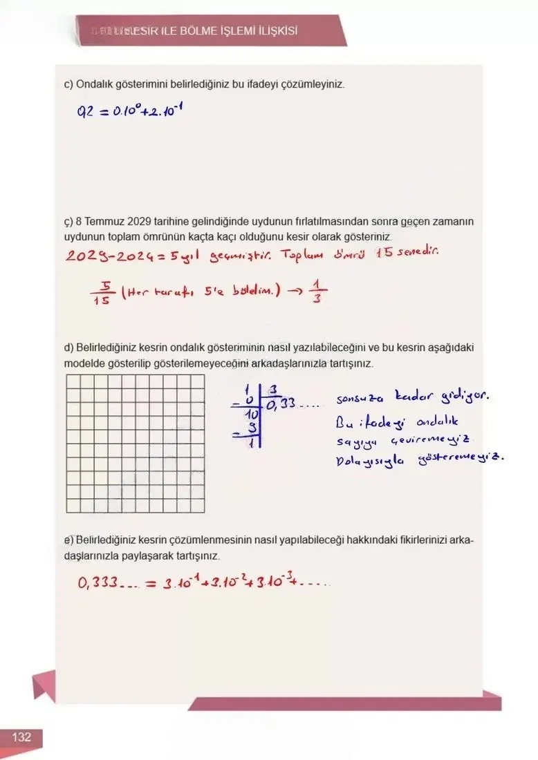 6. Sınıf Matematik Ders Kitabı Cevapları Meb Yayınları 1 Sayfa 132 Çözüm Görseli
