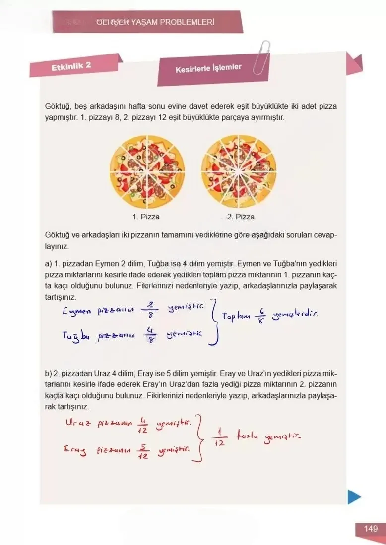 6. Sınıf Matematik Ders Kitabı Cevapları Meb Yayınları 1 Sayfa 149 Çözüm Görseli