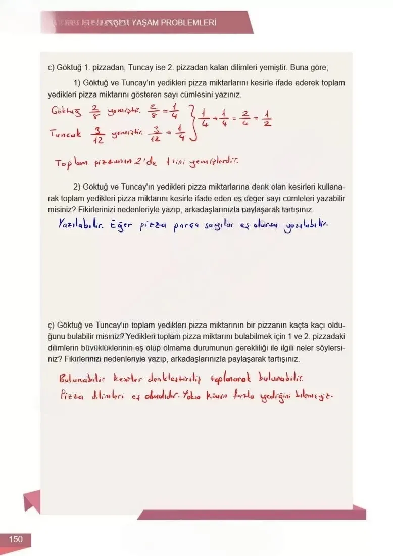 6. Sınıf Matematik Ders Kitabı Cevapları Meb Yayınları 1 Sayfa 150 Çözüm Görseli