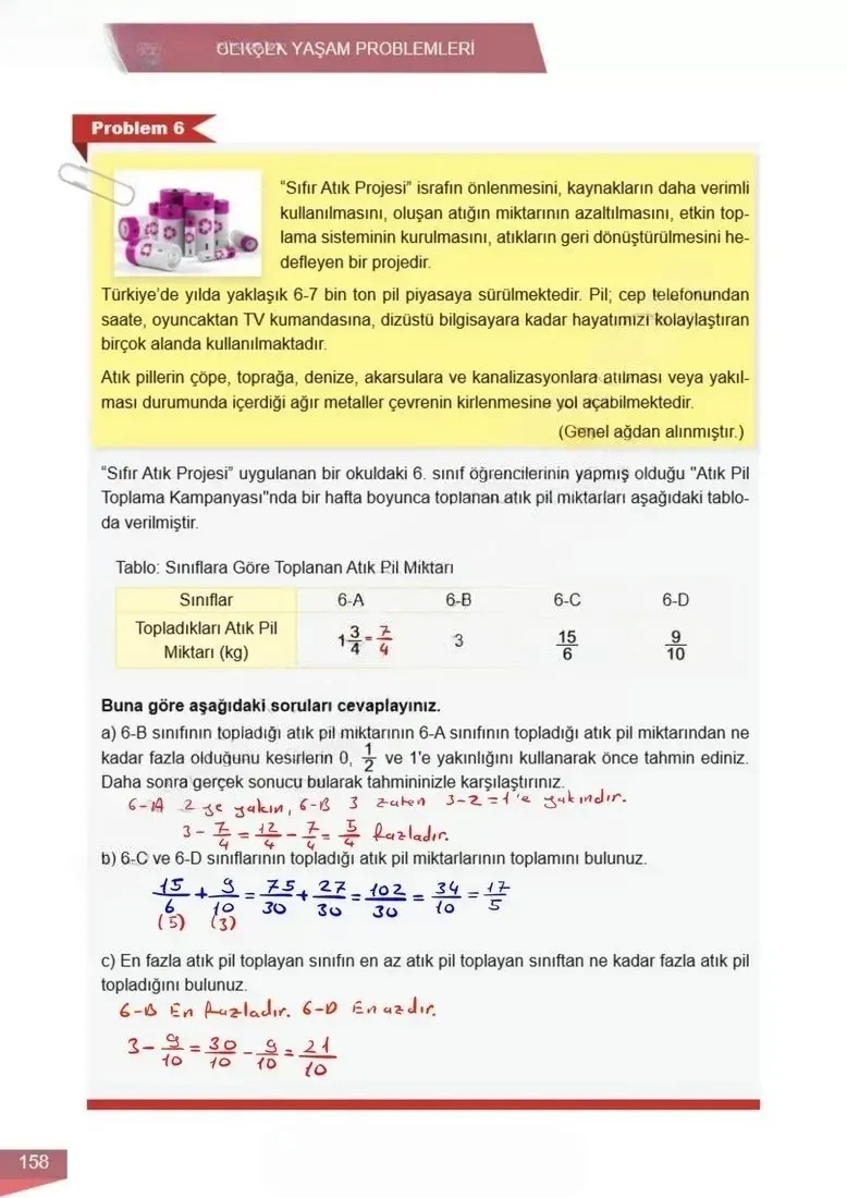 6. Sınıf Matematik Ders Kitabı Cevapları Meb Yayınları 1 Sayfa 158 Çözüm Görseli