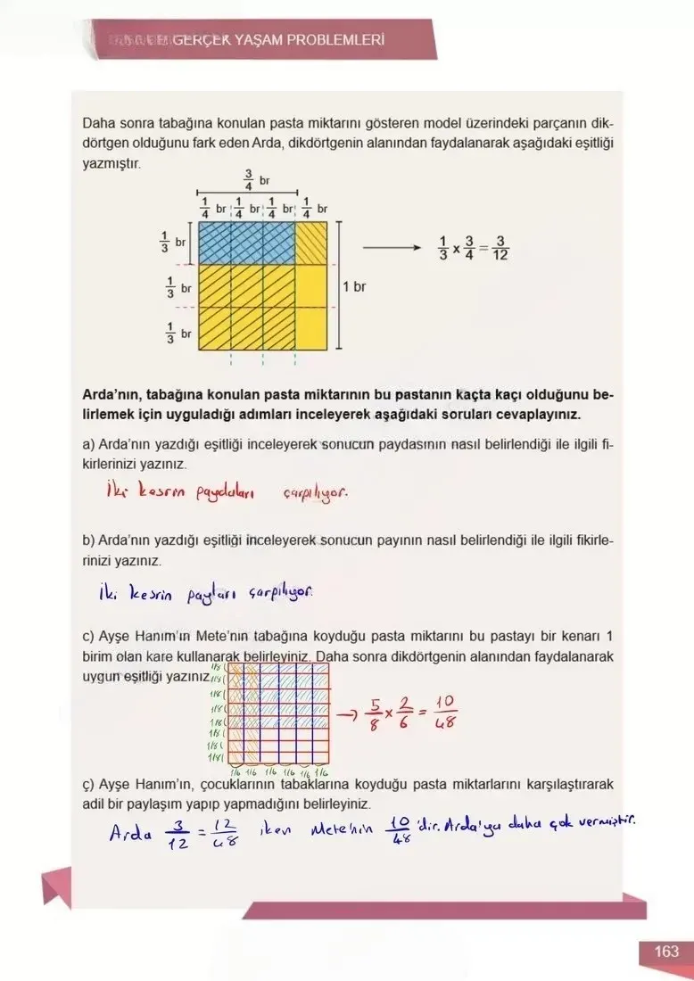 6. Sınıf Matematik Ders Kitabı Cevapları Meb Yayınları 1 Sayfa 163 Çözüm Görseli