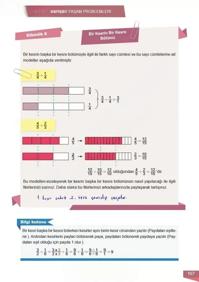 6. Sınıf Matematik Ders Kitabı Cevapları Meb Yayınları 1 Sayfa 167 Çözüm Görseli