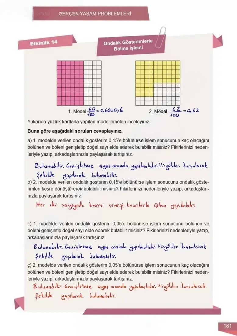 6. Sınıf Matematik Ders Kitabı Cevapları Meb Yayınları 1 Sayfa 181 Çözüm Görseli