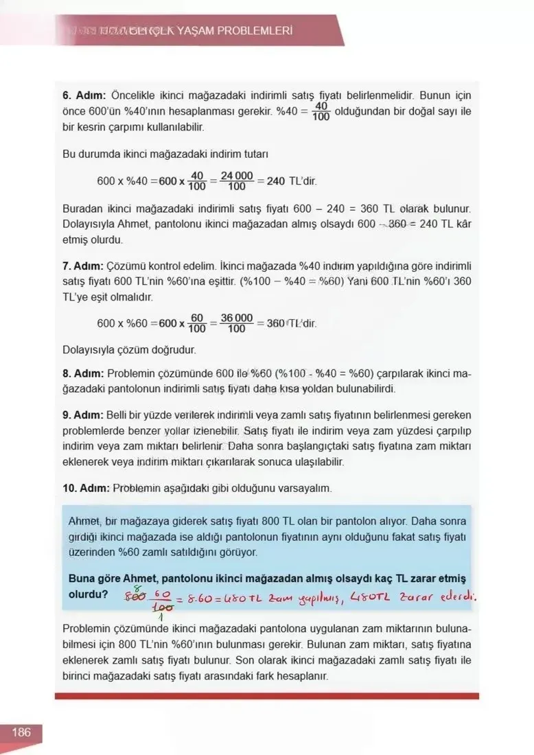 6. Sınıf Matematik Ders Kitabı Cevapları Meb Yayınları 1 Sayfa 186 Çözüm Görseli
