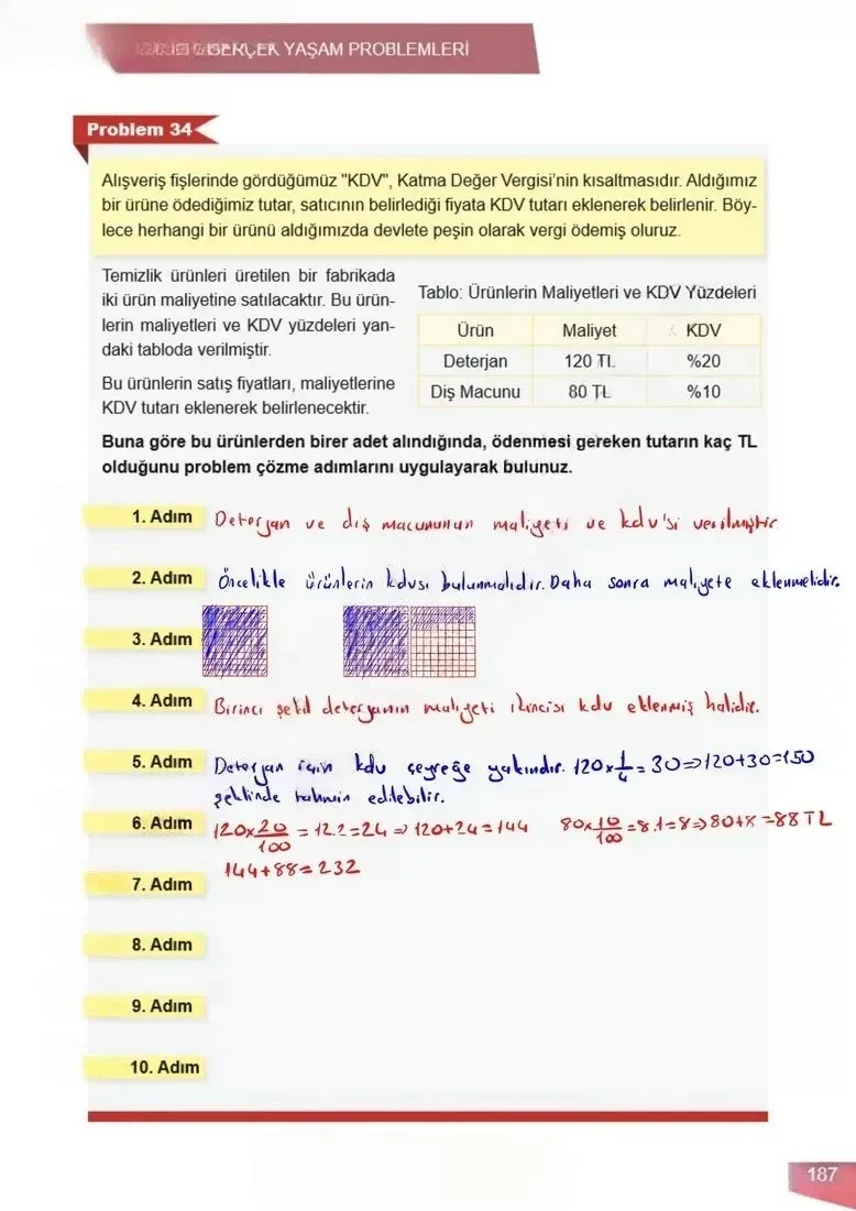 6. Sınıf Matematik Ders Kitabı Cevapları Meb Yayınları 1 Sayfa 187 Çözüm Görseli