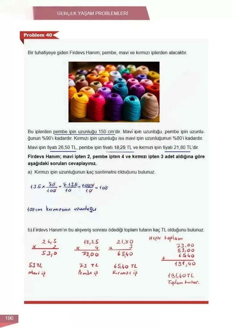 6. Sınıf Matematik Ders Kitabı Cevapları Meb Yayınları 1 Sayfa 190 Çözüm Görseli