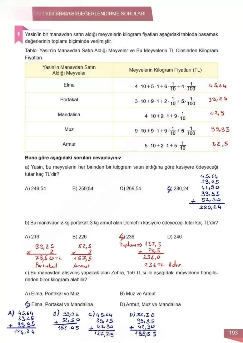 6. Sınıf Matematik Ders Kitabı Cevapları Meb Yayınları 1 Sayfa 193 Çözüm Görseli