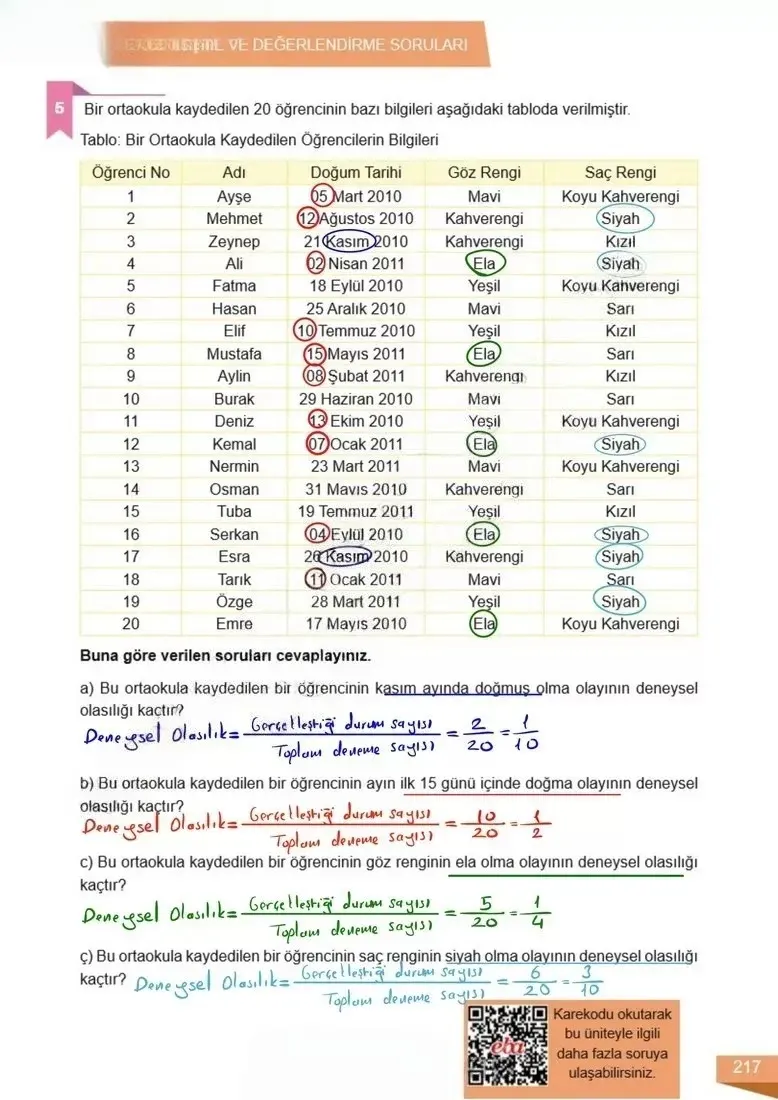 6. Sınıf Matematik Ders Kitabı Cevapları Meb Yayınları 1 Sayfa 217 Çözüm Görseli