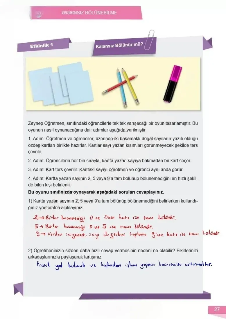 6. Sınıf Matematik Ders Kitabı Cevapları Meb Yayınları 1 Sayfa 27 Çözüm Görseli