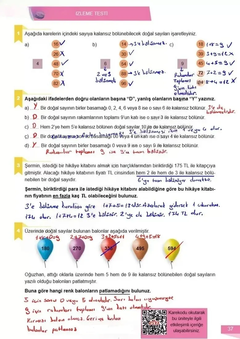 6. Sınıf Matematik Ders Kitabı Cevapları Meb Yayınları 1 Sayfa 37 Çözüm Görseli