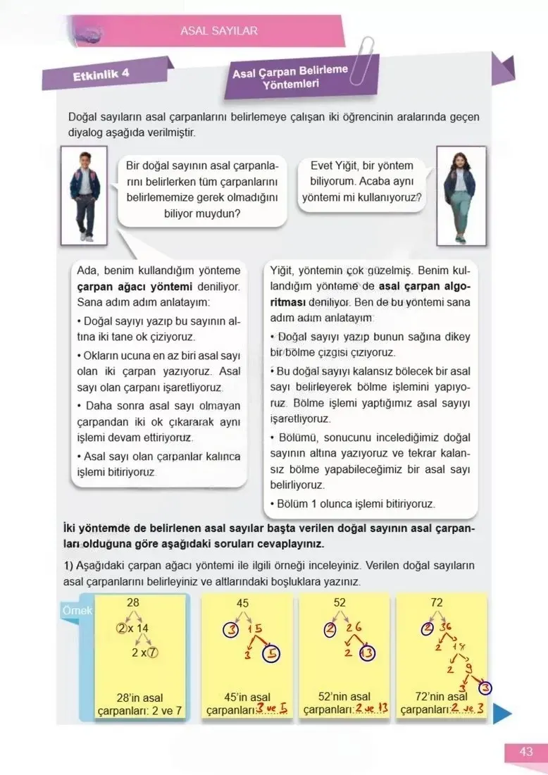 6. Sınıf Matematik Ders Kitabı Cevapları Meb Yayınları 1 Sayfa 43 Çözüm Görseli