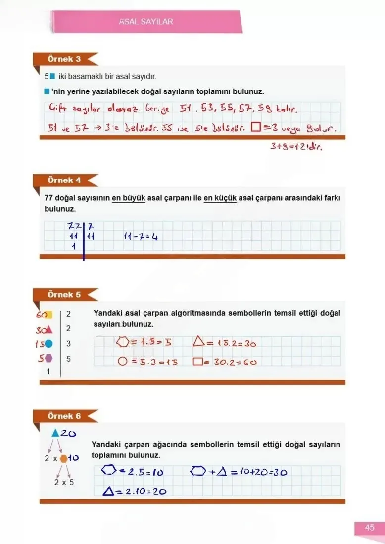 6. Sınıf Matematik Ders Kitabı Cevapları Meb Yayınları 1 Sayfa 45 Çözüm Görseli