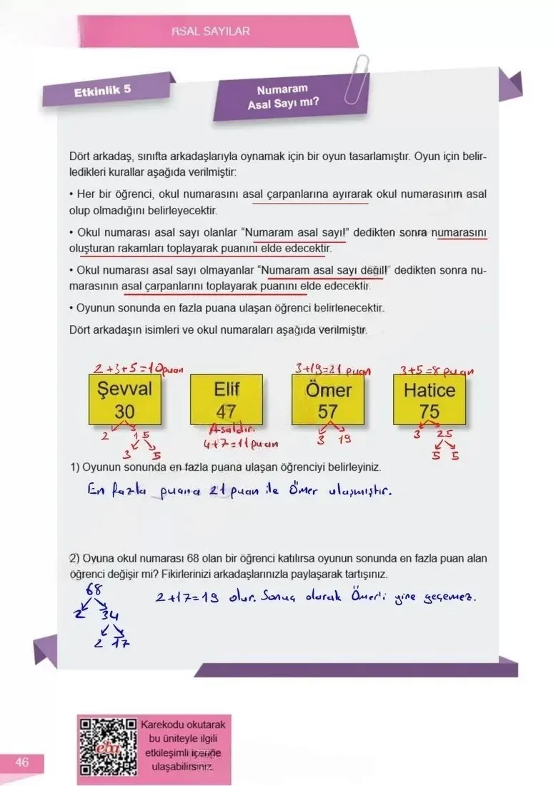 6. Sınıf Matematik Ders Kitabı Cevapları Meb Yayınları 1 Sayfa 46 Çözüm Görseli