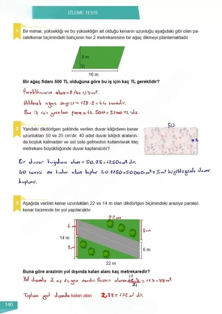 6. Sınıf Matematik Ders Kitabı Cevapları Meb Yayınları 2 Sayfa 140 Çözüm Görseli