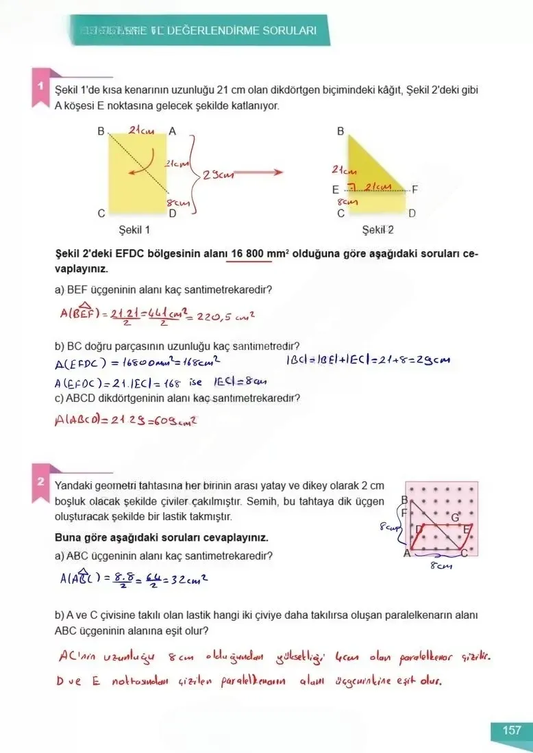 6. Sınıf Matematik Ders Kitabı Cevapları Meb Yayınları 2 Sayfa 157 Çözüm Görseli
