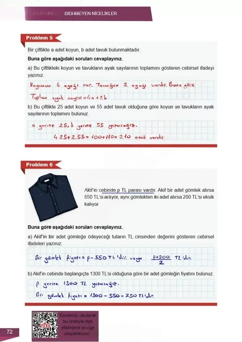 6. Sınıf Matematik Ders Kitabı Cevapları Meb Yayınları 2 Sayfa 72 Çözüm Görseli
