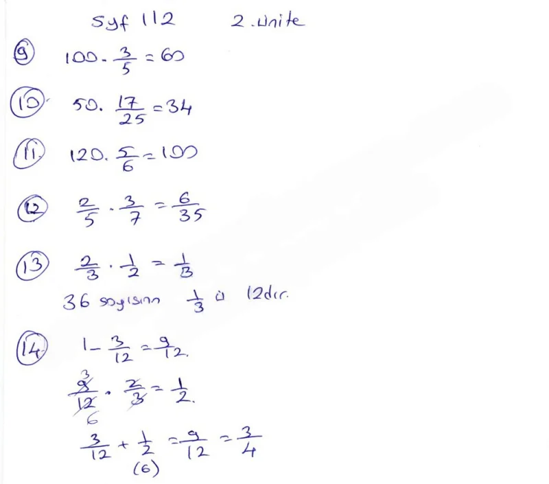 6. Sınıf Matematik Ders Kitabı Cevapları Öğün Yayınlar Sayfa 112 Çözüm Görseli